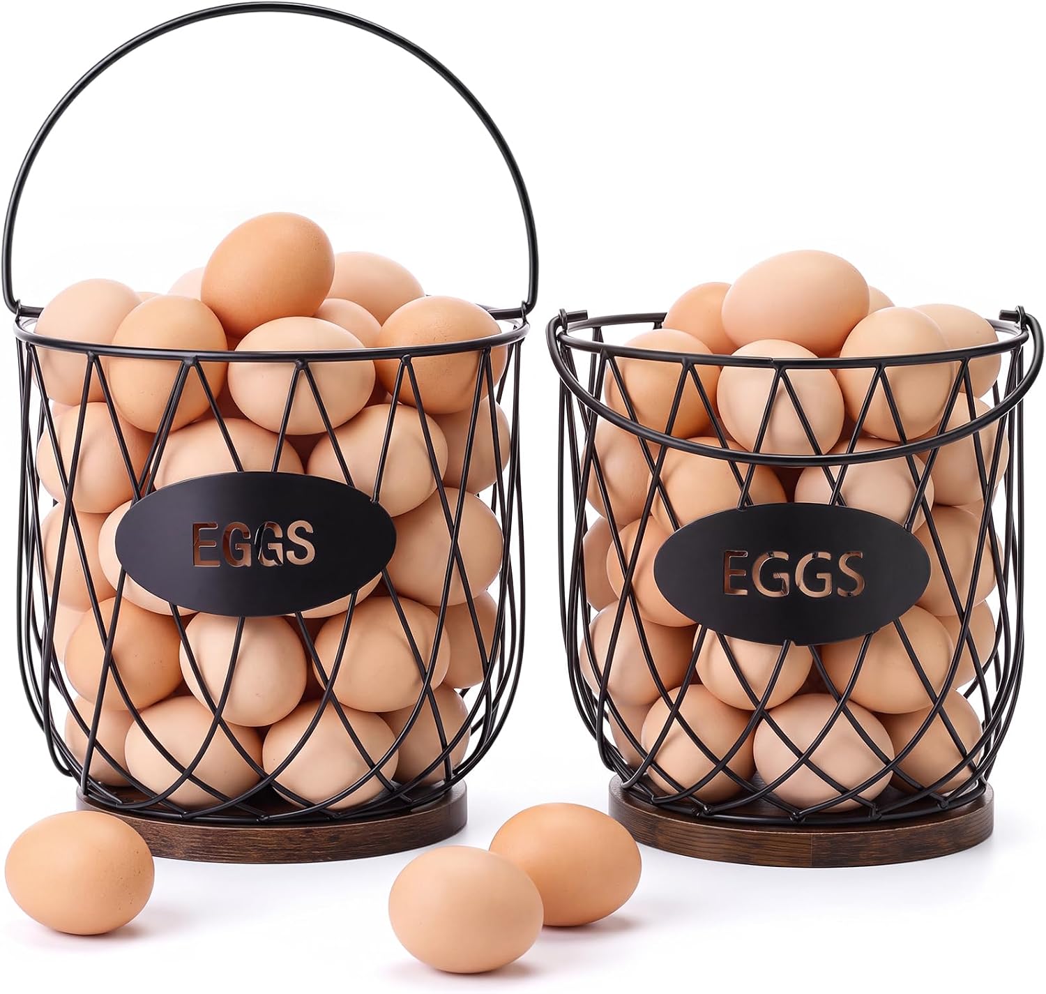 2 Pcs Large Egg Collecting Basket Chicken Egg Basket for Gathering Wire Eggs Collecting Baskets Holds 40 Eggs Each for Farmhouse Countertop Easter Hen Duck Goose Housewife Storage