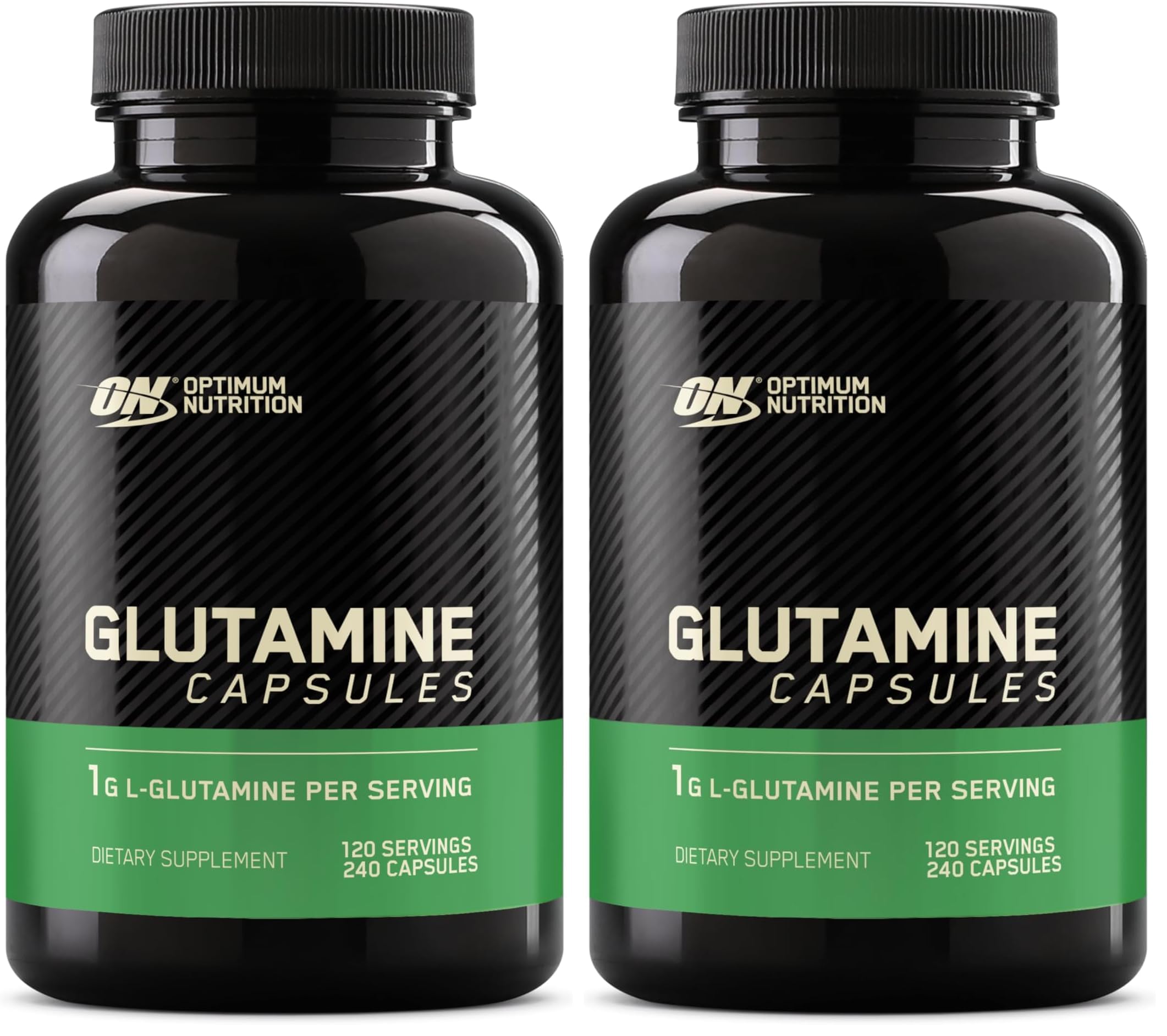 Optimum Nutrition L-Glutamine Muscle Recovery Capsules, 1000mg, 240 Count (Package May Vary) (Pack of 2) Capsules Unflavored 120 Count (Pack of 2)