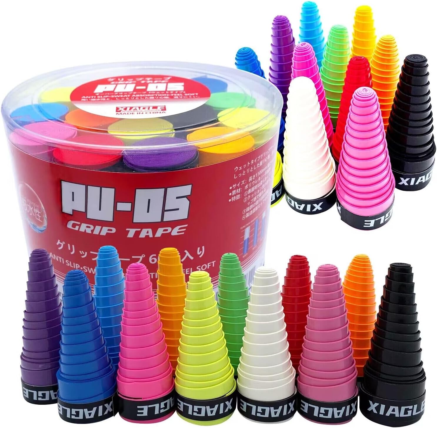 Tacky Feel Overgrip 11 or 30 or 60 Pack Pickleball Paddle Tennis Badminton Racket Overgrips for Anti-Slip and Absorbent Grip