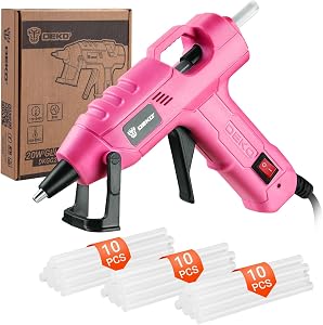 Mini Hot Glue Gun Kit：DEKOPRO 20Watt High Temp Glue Guns Tool with 30 Glue Sticks Mini Case for Glue Gun Crafts DIY, School Art, Quick Home Repair Pink
