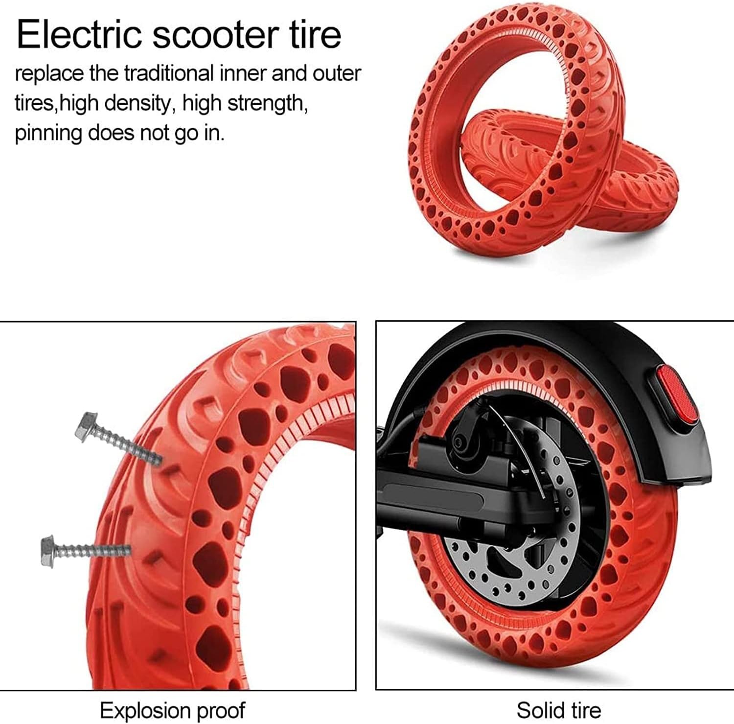 Rubber Electric Scooter Wheel Tire for 8.5 Inch Solid Tire Electric Scooter Front/Rear Wheel Tire Accessories - Tire Replacement Electric Scooter Tires
