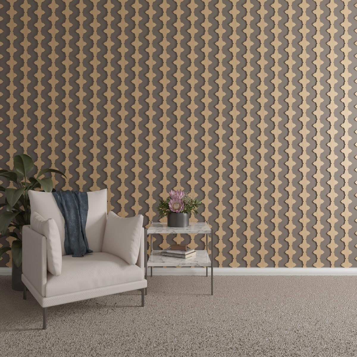Ekena Millwork 94"H x 1/4"T Pandora Adjustable Wood Decorative Slat Wall Panel Kit, Maple (contains 16 Slats + 1 Straight Edge Starter Slat)