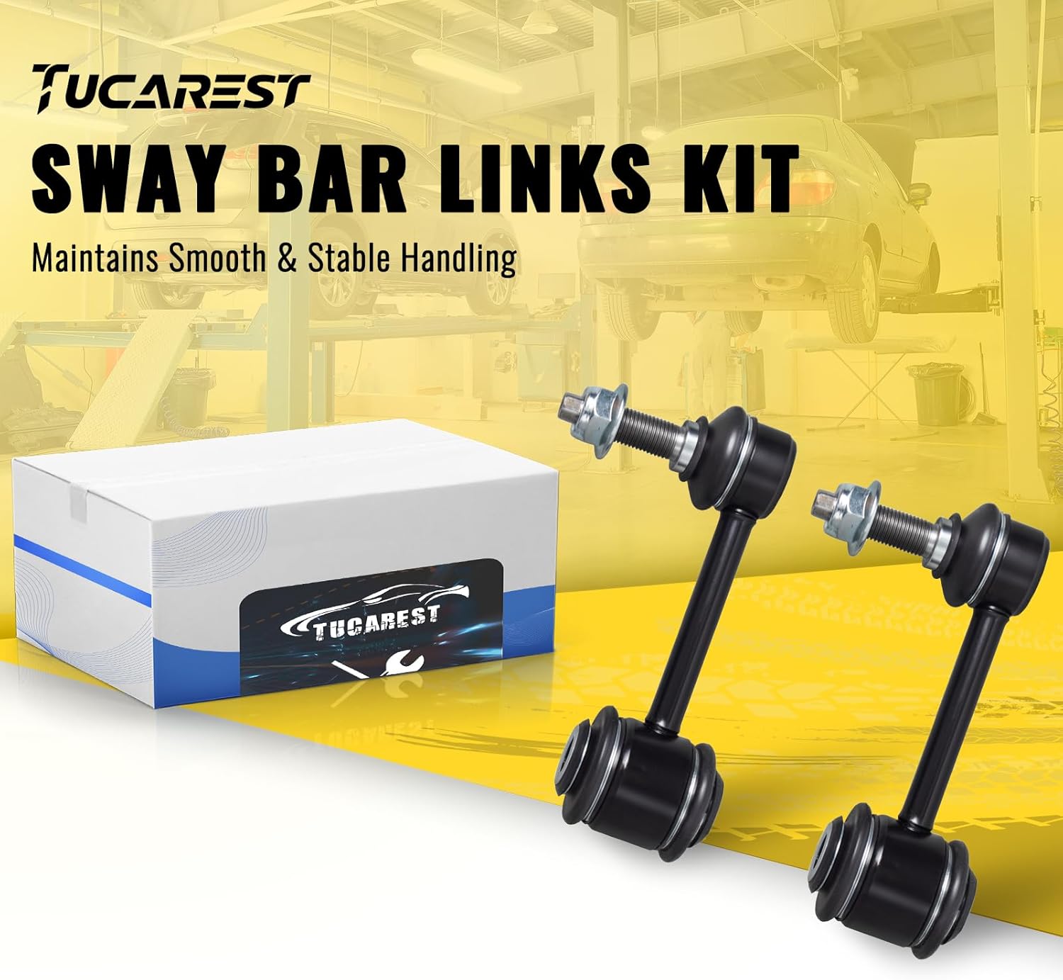 TUCAREST Front Sway Bar Stabilizer Link 2Pcs K750887 (For 3.0L/3.6L/5.7L; W/o Performance Package) Fit For 2016-2022 Do-dge Durango /2016-2021 Je-ep Grand Cherokee [# 68280910AA 68280910AC 542-809]