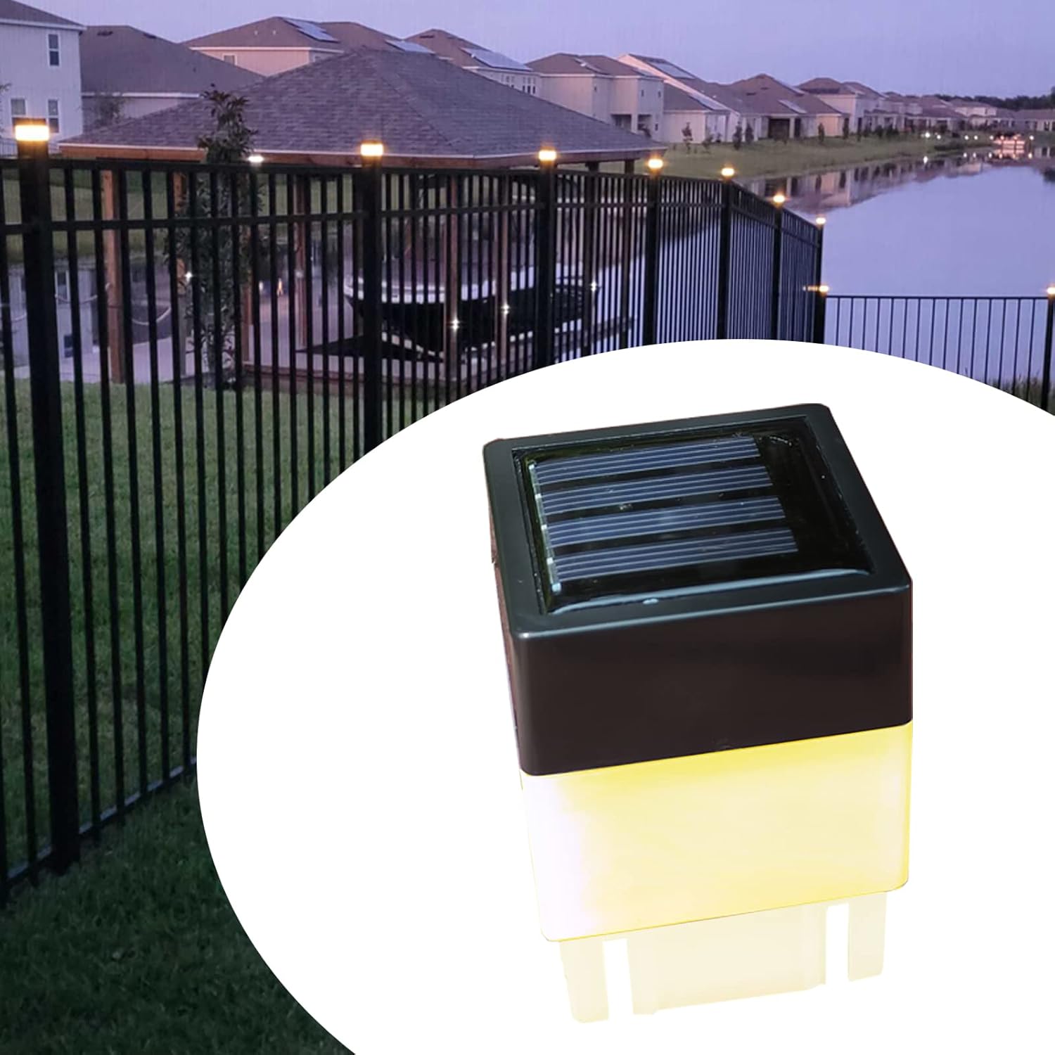 CAIKAG Solar Post Cap Lights Outdoor Waterproof LED Lighting Deck Fence Cap Light Warm White