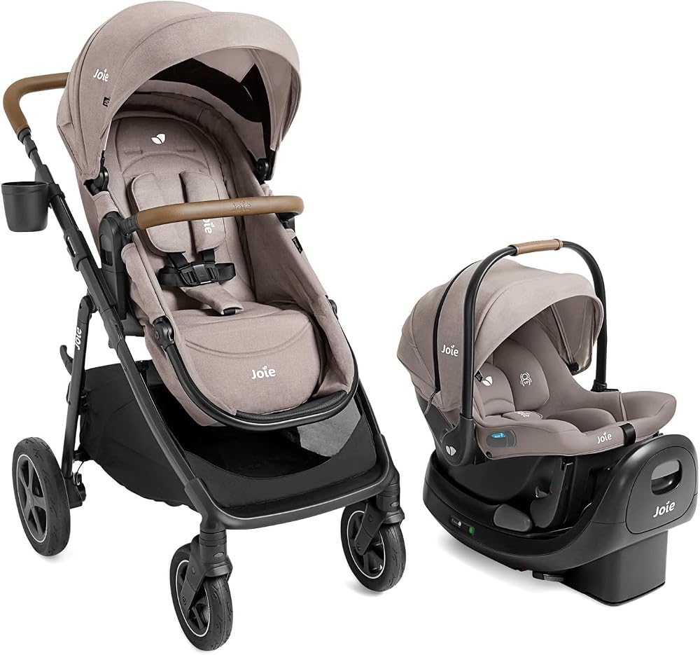 Joie Baby Ginger DLX 4-in-1 Stroller & Rue Car Seat Travel System | 4-in-1 Baby Pramette Stroller with Lightweight Car Seat. For Newborn to Toddler.