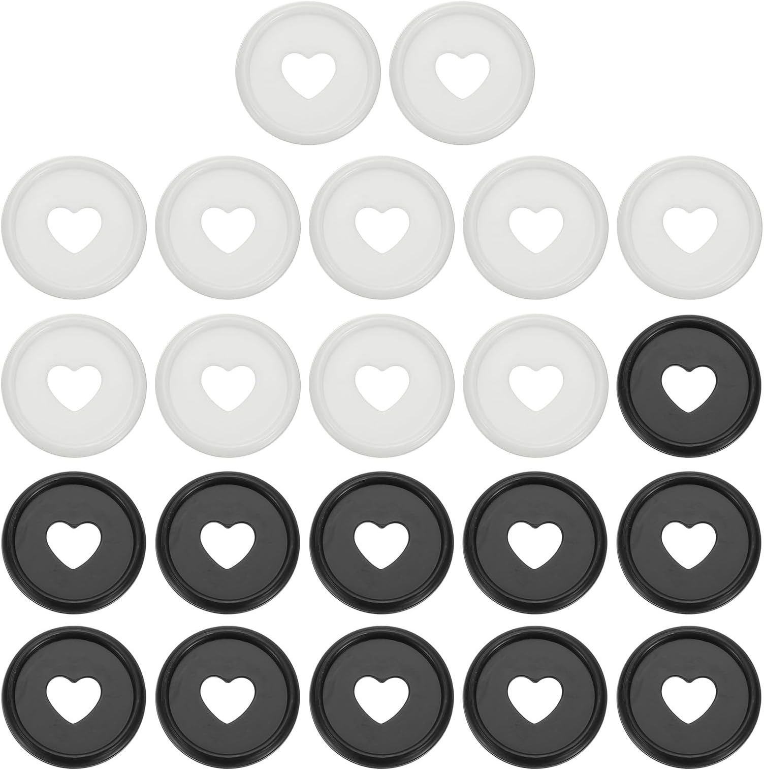 24mm Plastic Book Binding Discs, 22 Pack Discbound Expansion Discs Heart Binder Rings for DIY Notebook Planner, Black/White