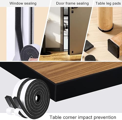 Miniatura 6 de Cinta aislante de espuma autoadhesiva, resistente a la intemperie para puertas y ventanas, a prueba de sonido, sellado de puerta, resistente a la