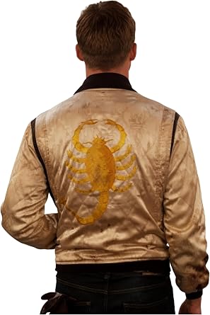 Mens Quilted Satin Bomber Style Scorpion Jacket - Cosplay, Halloween, Movie Inspired Outerwear