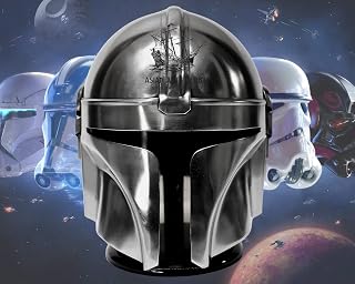 Asian Arts Global Mandalorian Helmet | Authentic Replica for Star Wars Fans | Perfect for Halloween Decor and Collectibles