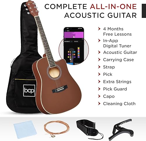 Vista 37 de Best Choice Products - Kit de guitarra acústica para principiantes, 41 pulgadas Negro