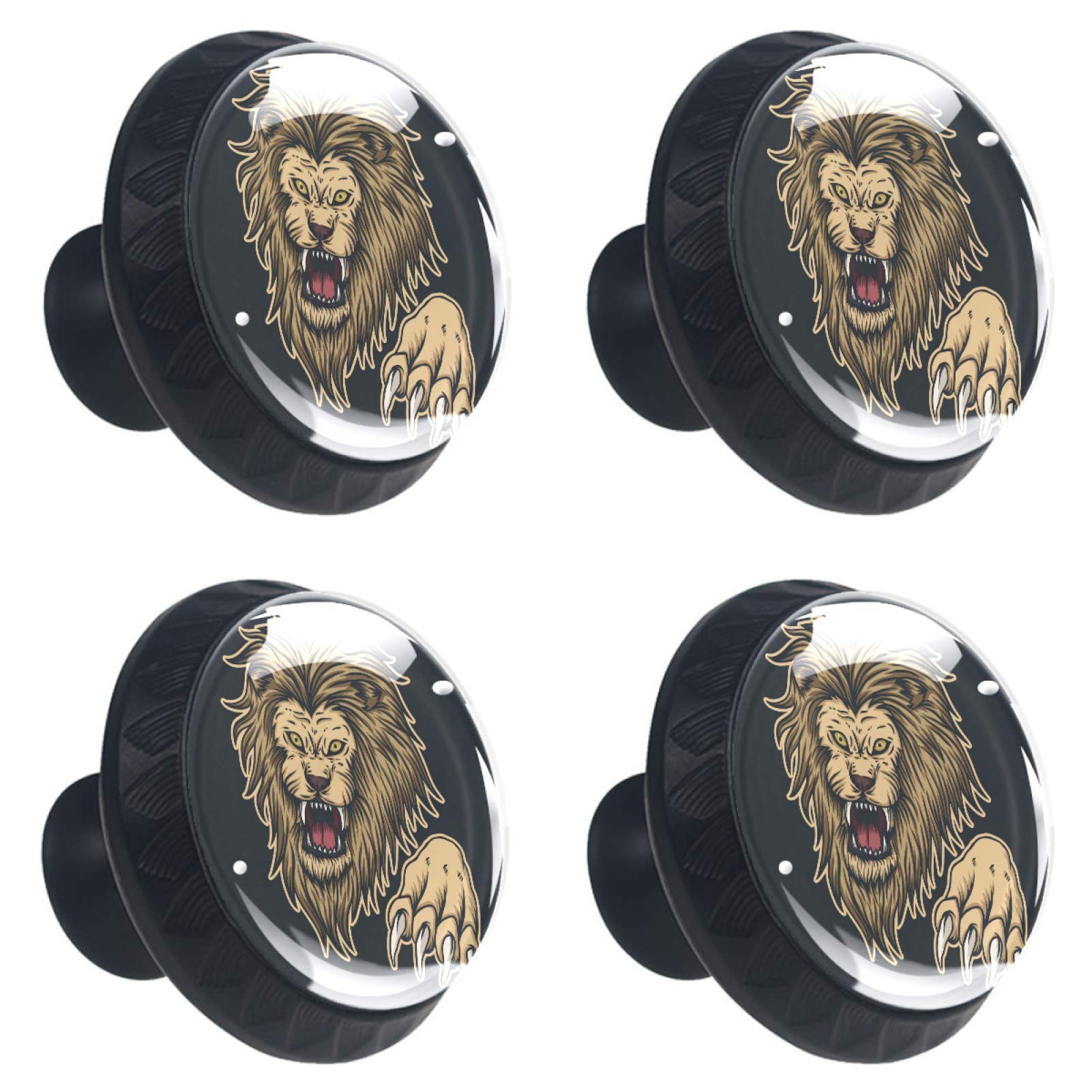Boutons de tiroir Angry Lion en verre boutons de meuble noirs pour placard de cuisine