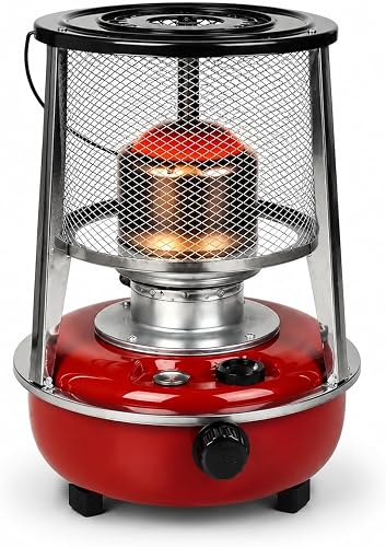 Portable Kerosene Heater with Protective Safety Cage, Manual Heat Control & Top Heating Plate – Indoor/Outdoor Space Heater for Camping, Patio, Emergency Heating & Winter Use