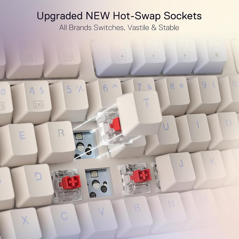 Redragon K673 PRO 75% Wireless RGB Mechanikus Gamer Billentyűzet Hot-Swap Piros Kapcsolók