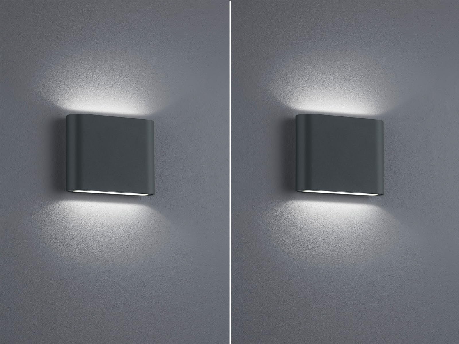 Lampada da parete a LED per esterni con Up and Down Light in antracite – in set da 2 – versatile illuminazione per esterni per casa e giardino