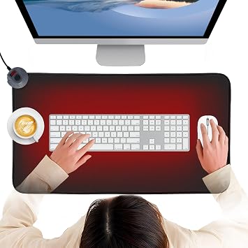 MyPlace Heated Mouse Pad - Heated Desk Mat with 8 Levels Heating & 3 Hours Auto Shut-Off - 31.8x 17.3Large Safe Desk Mat Hand Warmer for Home Office WorkBlack