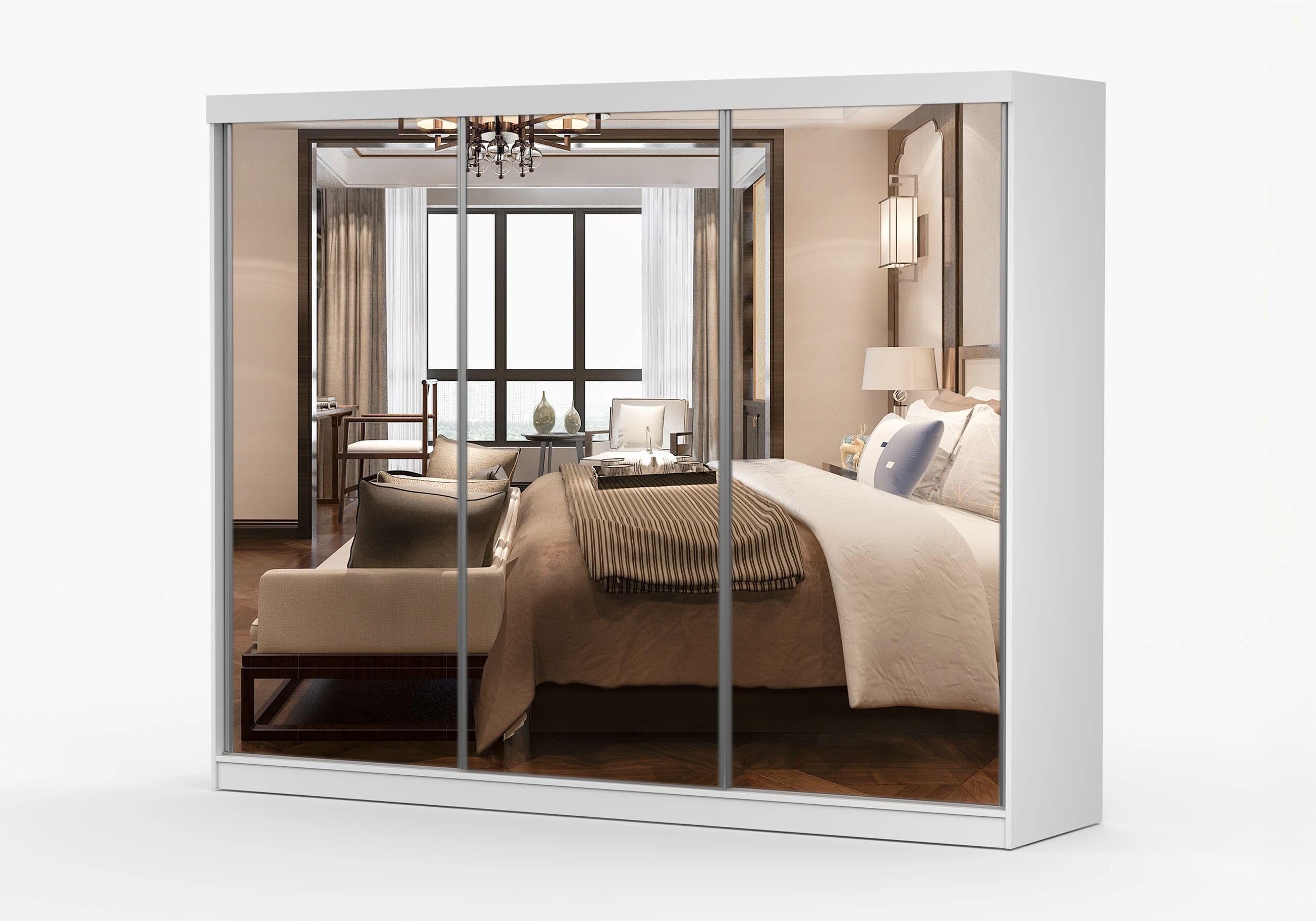 Fabryka Mebli Idźczak Kleiderschrank mit Spiegel - Schwebetürenschrank - Schlafzimmerschrank - 64 x 250 x 215 cm - Wohnzimmerschrank - Garderobenschrank, Schrank mit Zwei Türen, modern - Imoebel24
