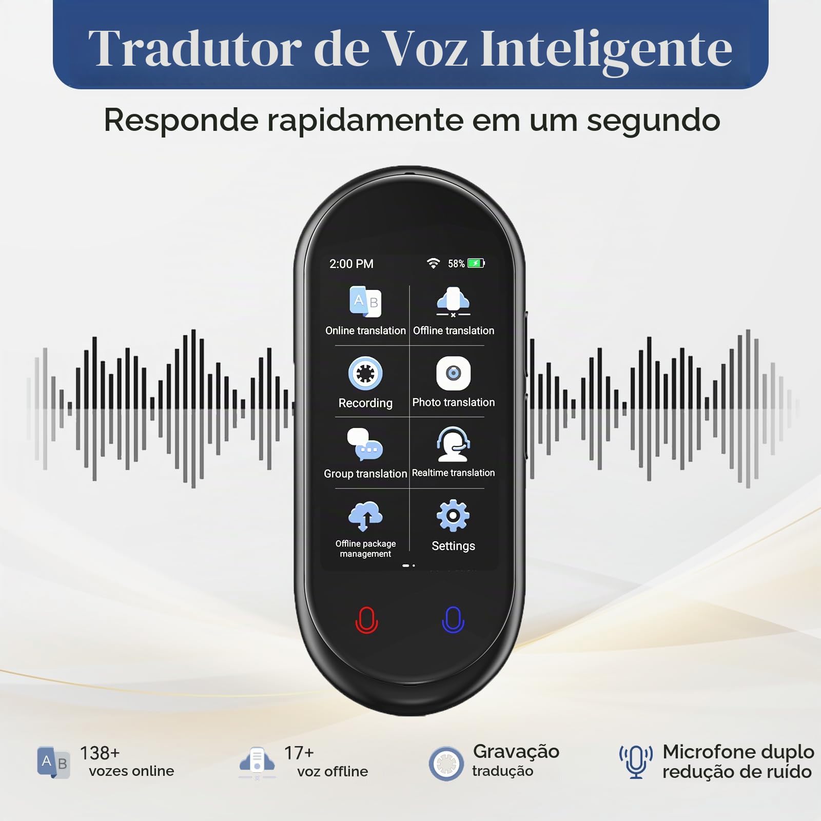 Dispositivo tradutor de idiomas, Tradutor VORMOR ChatGpt AI, voz