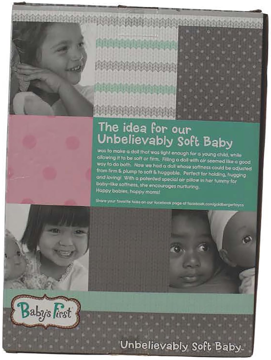 Goldberger Baby's First 13" Unbelievably Soft Baby Stripes Doll - With Patented "Air Pillow" Tummy - A Must Have Baby Doll for Realistic Play. For children 1 Year & Up. Soft and Lightweight.