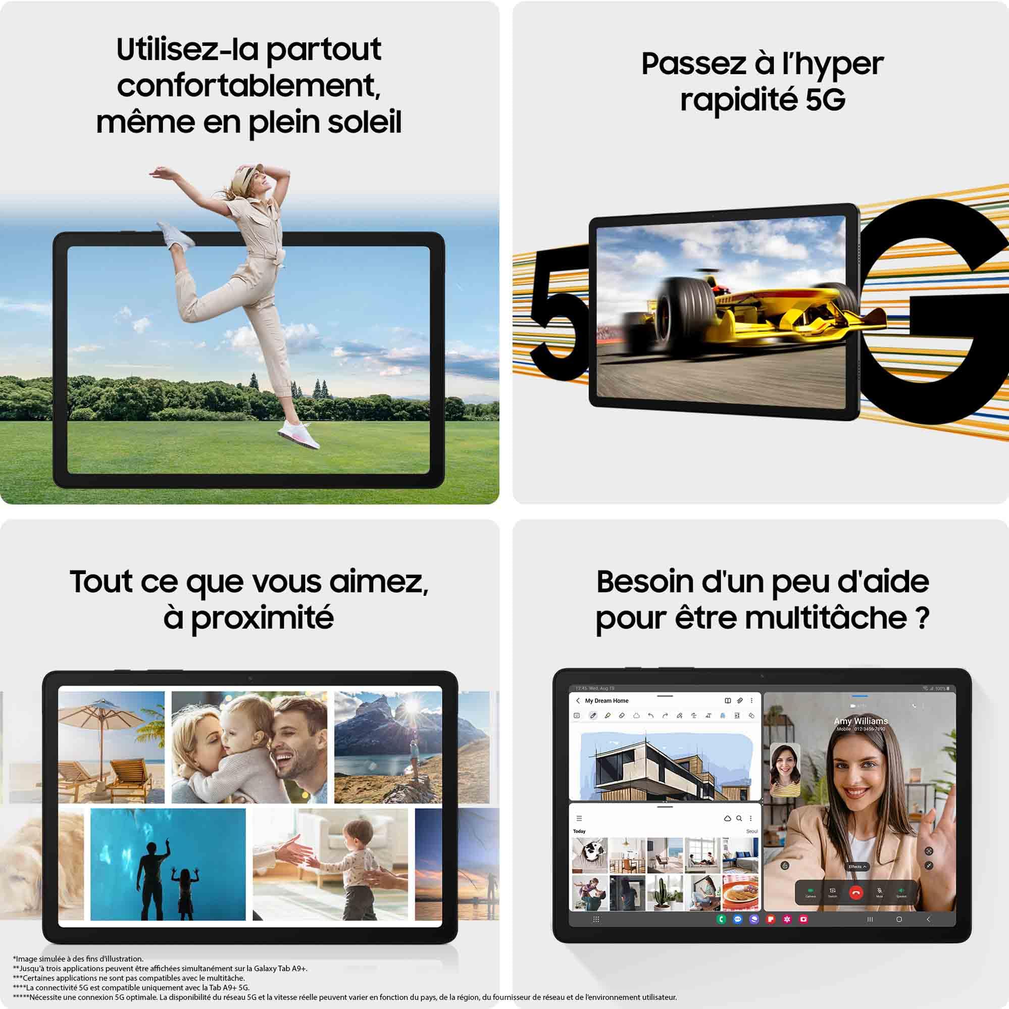 Samsung Galaxy Tab A9+ Tablette Android, 128 Go de Stockage, Grand écran de 11", Wifi, Son 3D, Anthracite, avec Chargeur secteur rapide 25W inclus (version FR)