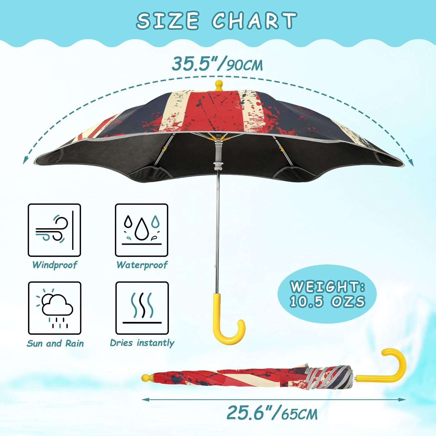 ALAZA British Flag Retro Kids Umbrella for Girls Boys Toddler Children Rain & Sun Umbrella