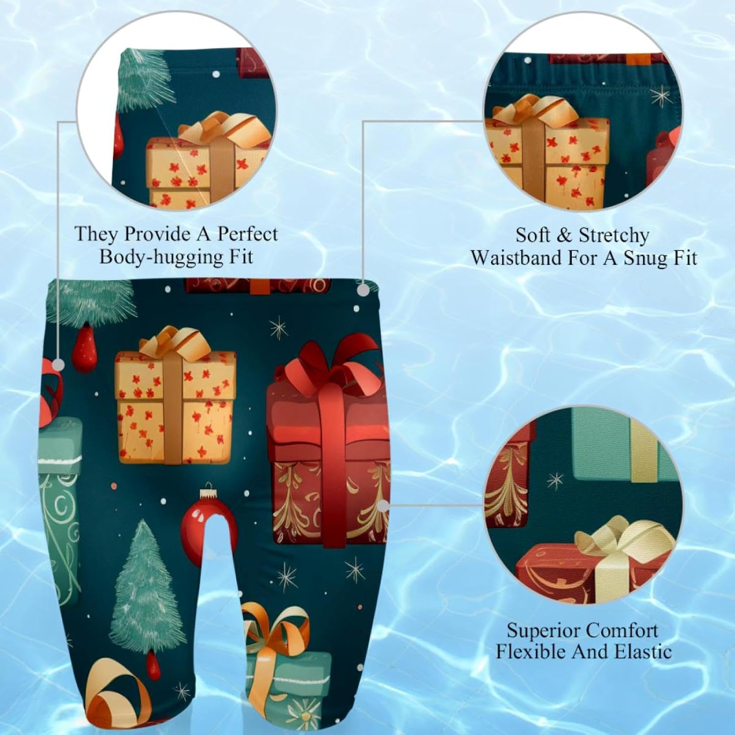 Christmas Elements Jammers for Men, Size S to 3XL Swim Jammer Swimsuit for Practice and Competition Swimming