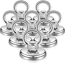 Pack of 8 Magnets Extra Strong Large 55 kg, 36 mm Magnetic Fishing Magnet with Hole, Neodymium Magnet Extra Strong with Lifting Rings and Screws for Magnetic Fishing Camping Industry Magnets Cruise