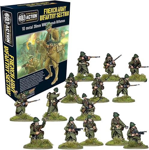 Wargames Delivered - Miniaturas de acción de pernos de Warlord Games - Conjunto de sección de infantería del ejército francés, miniaturas de la
