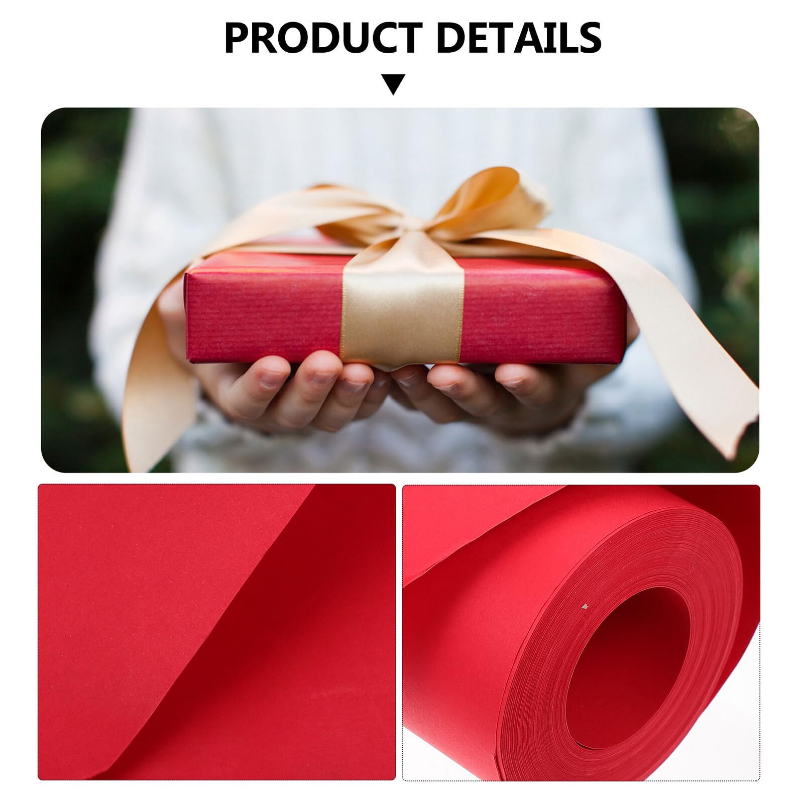IWOWHERO Rote Kraftpapierrolle Verpackungspapier Robust Vielseitig Einsetzbar Geschenkpapier Weihnachten Geburtstag Hochzeit Kunsthandwerk
