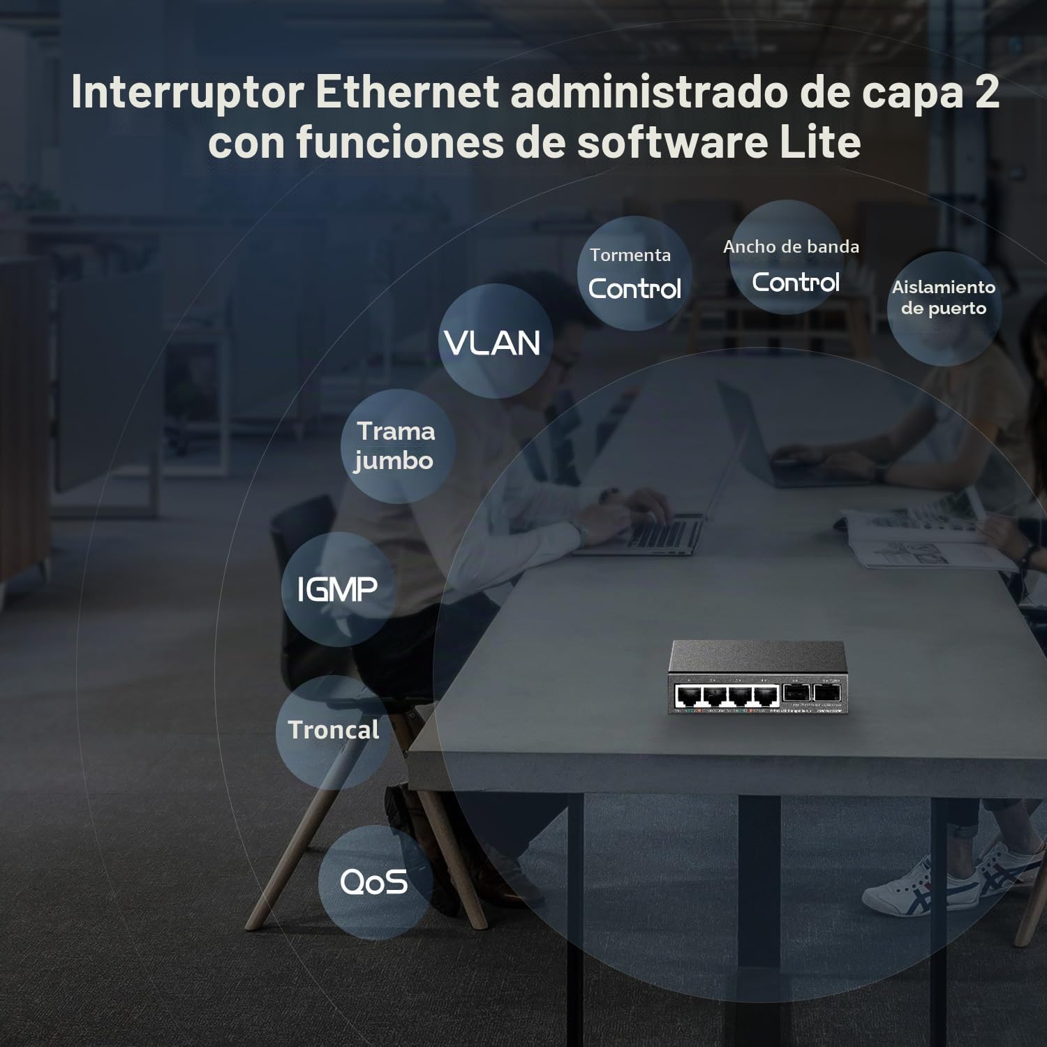 Binardat 4 Port 2.5g Network Web Management Switch, con 2x10g sfp, ultrapequeño, Soporte Trunk/LACP /vlan/qos, conmutador de Red multigigabit metálico/montado en la Pared