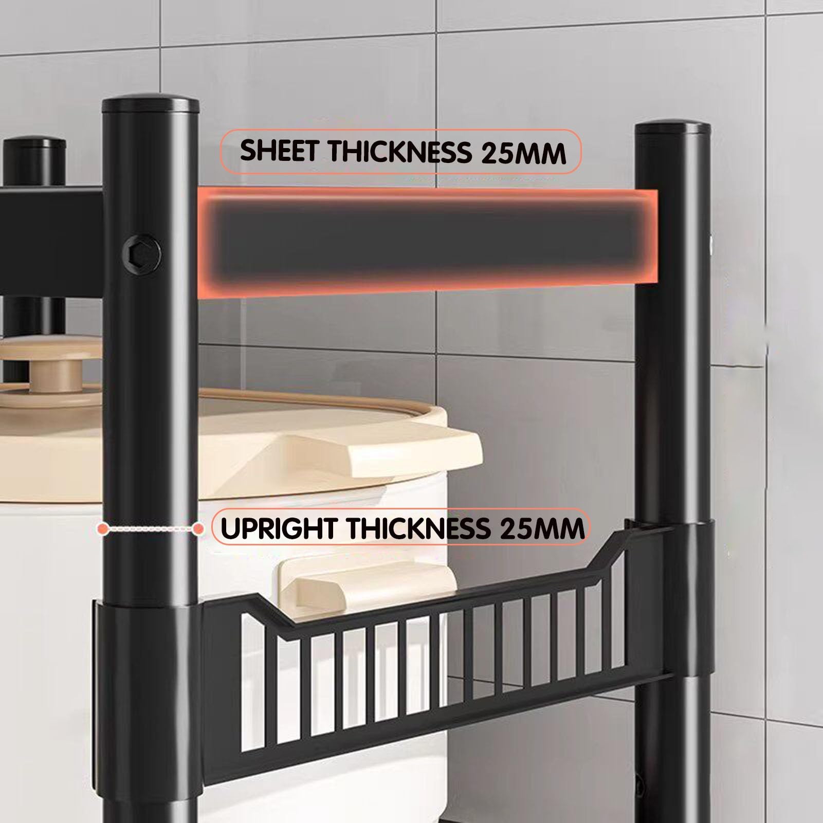 Adjuble - Carrello multiuso a 3/4/5 ripiani, in acciaio, con ripiani per cucina ed elettrodomestici, design salvaspazio (45 x 40 x 80 cm), versatile per casa e ufficio