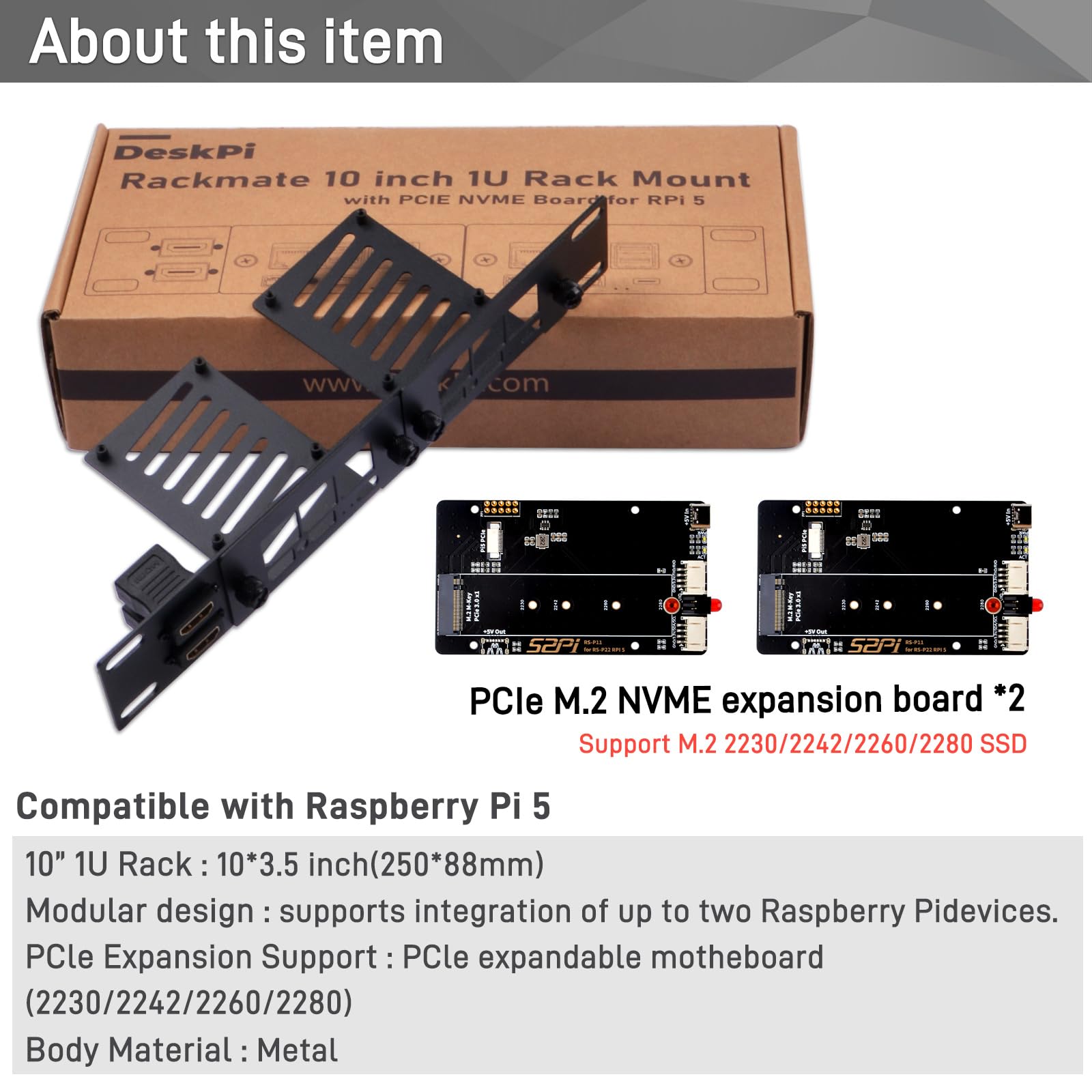 GeeekPi 10 Zoll 1U Rack-Halterung für Raspberry Pi 5 – Bild 3