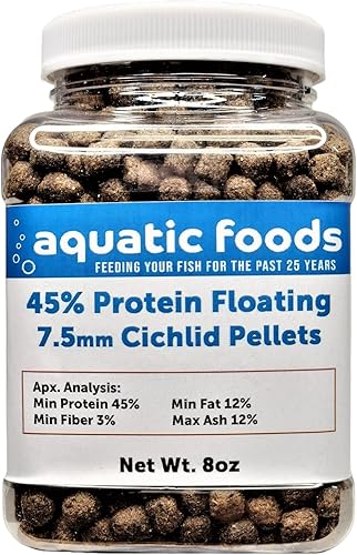 Miniatura 3 de Aquatic Foods Inc. Pellets de cíclidos, 45% de proteína flotante de 0.295 in (516 pulgadas) para Oscar más grandes, cíclidos centroamericanos,