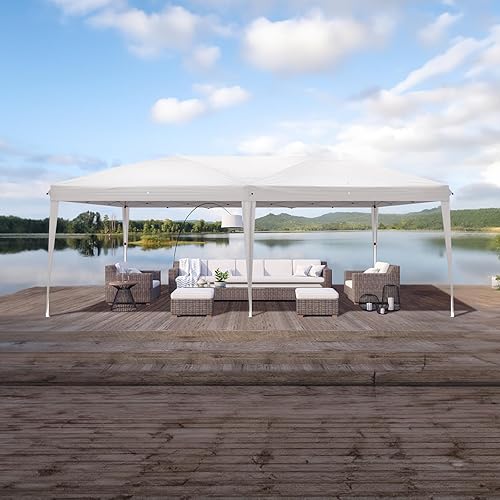 Miniatura 9 de WEI GLOBAL Toldo fácil de desplegar de 10 x 20 pies, tienda de campaña impermeable, altura ajustable para exteriores con 4 paredes laterales