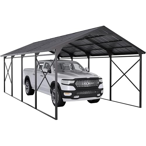 12x22 FT Metal Carport,Carports with Enhanced Base Heavy Duty Garage,Heavy Duty Carports Canopy for Car,Boats and Truck