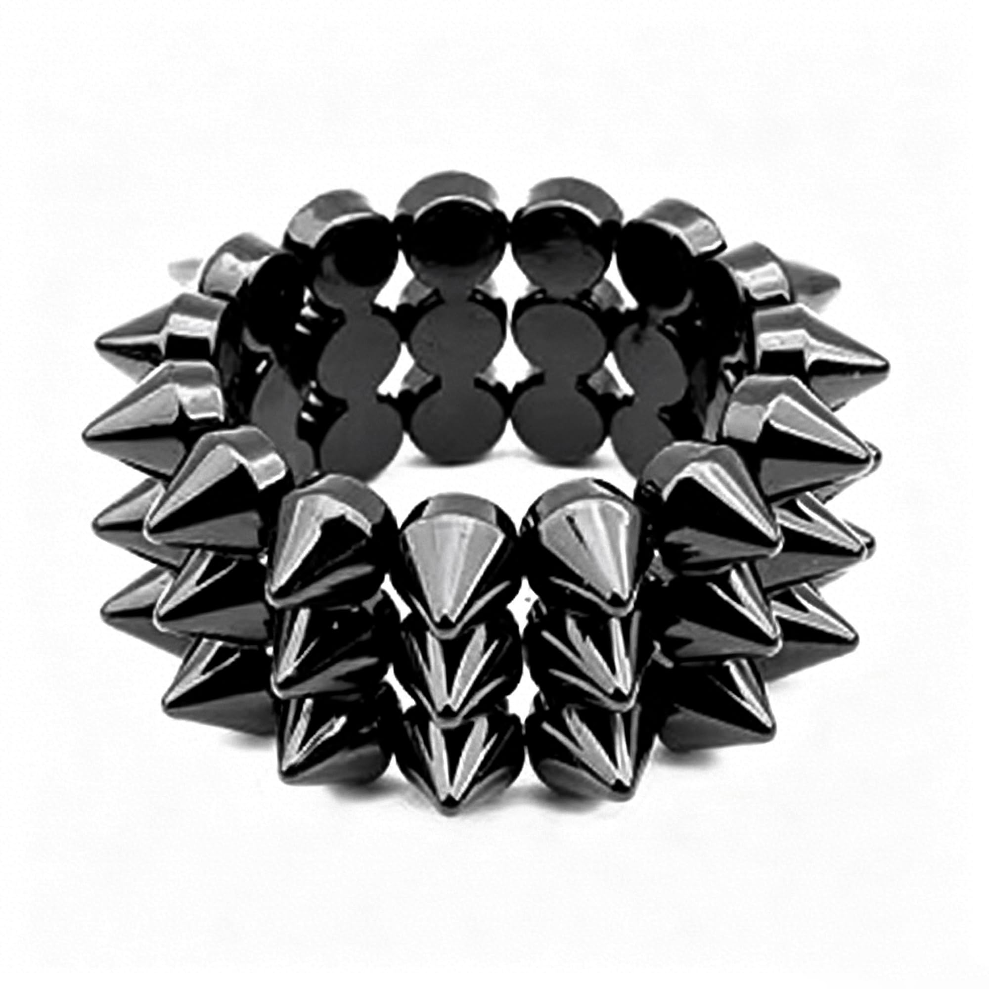 Spiked Studded Bracelet Gothic Multilayer Spiky Bracelet Wrap Wristband for Men Women Black