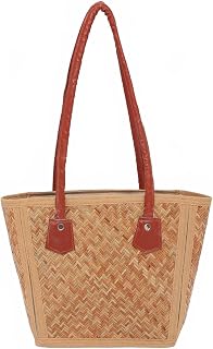 Exotic India Designer Bamboo Tote Hand-Woven Texture Eco-Conscious Summer Carryall and Versatile Casual Bag for Women's Price In India