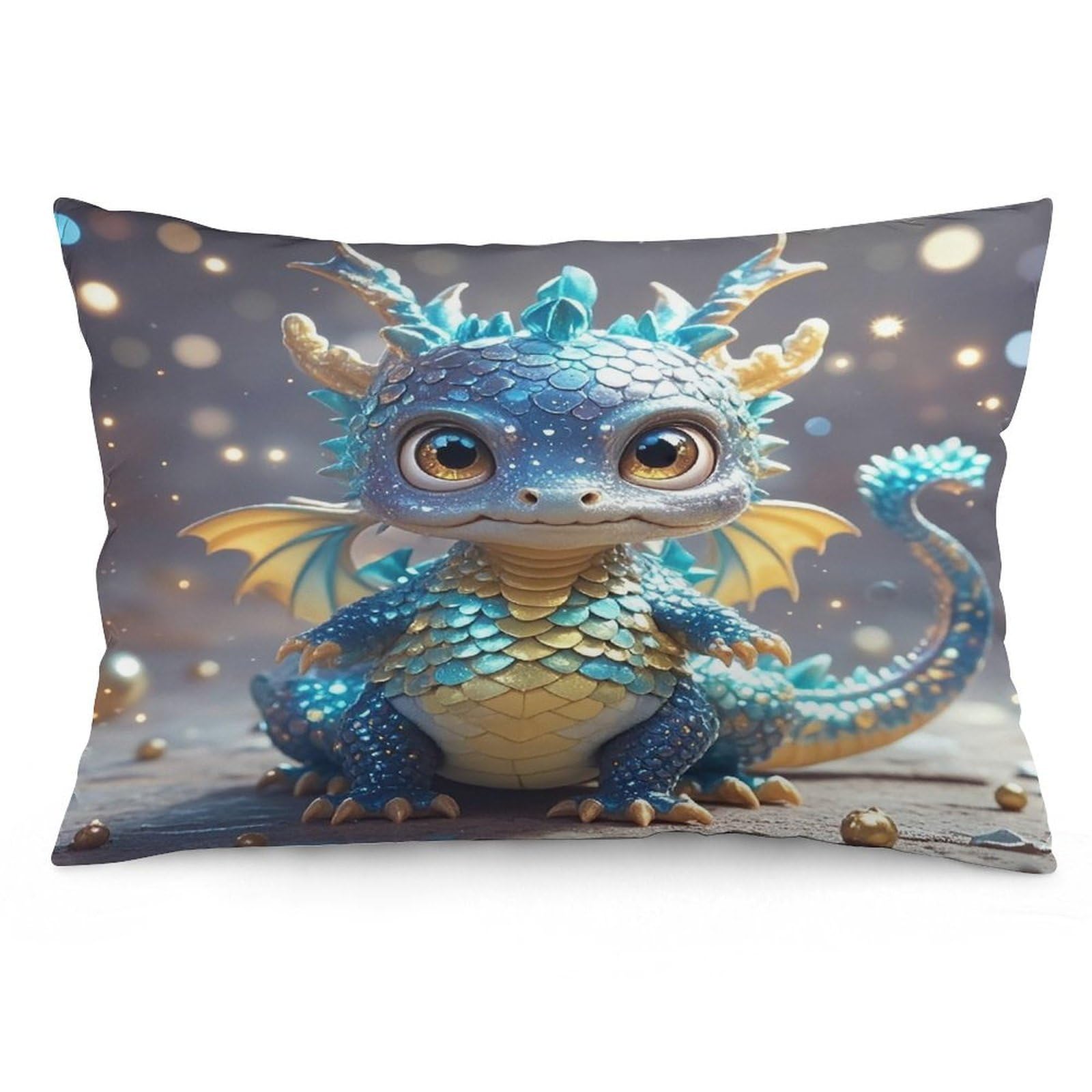 Cute Dragon Throw Pillow Cover Soft Pillow Case Decorative Lumbar Pillow Cover Cozy Throw Pillowcase Polyester Rectangular Cushion Case Decor for Couch Sofa Bed