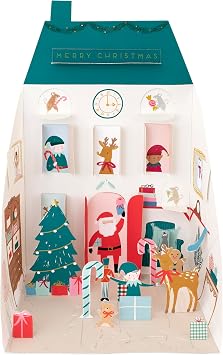 Meri Meri Santas House Pop Up Advent Calendar Pack of 1, Ages 3+, 11" x 17.75" x 0.25", Advent Calendar Kids