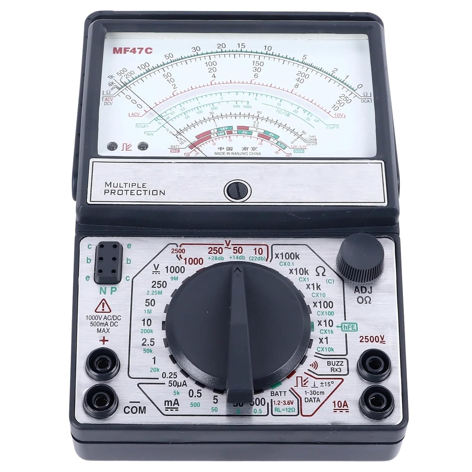 Portable MF47C Analog Pointer Multimeter Pointer Type Multimeter High Accuracy Anti Burning Buzzer