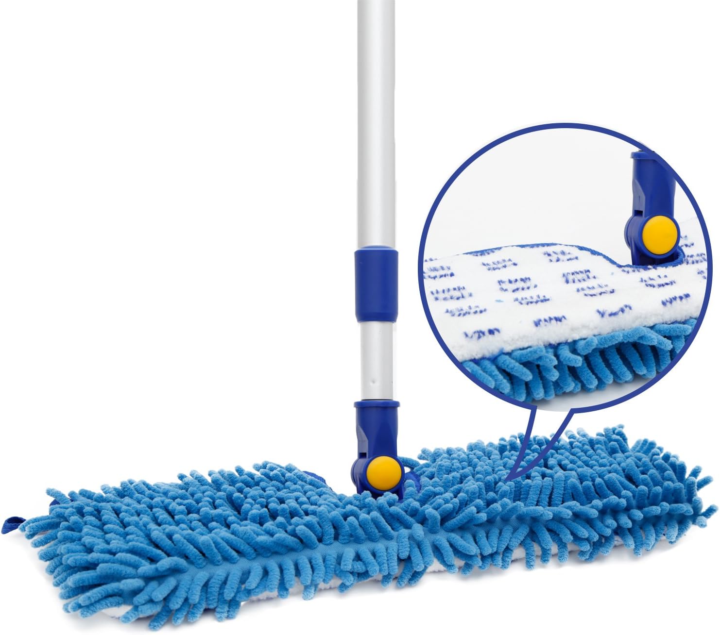 JINCLEAN 18" Microfiber Floor Mop | Dual Side Different Action Dust Mop Dry to Attract Dirt, dust, pet Hair Or Hardwood Floor Clean, Telescopic Aluminum Pole Adjust Height max 51"