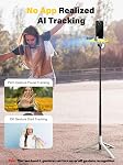 AOCHUAN Smartphone Gimbal Stabilizer, Trépied de suivi du visage intelligent sans APP - 4 en 1 Cellulaire Gimbal Stabilizer pour iPhone & Android Extended 108cm Tige avec RGB Lumière de remplissage, M2PRO blanc