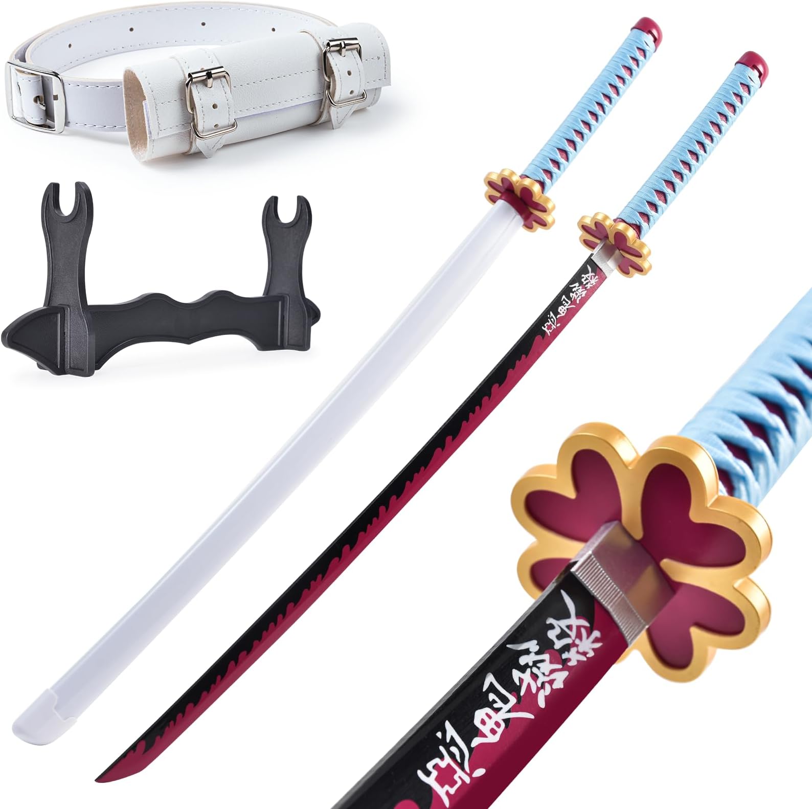 Demon Slayer Sword 41inch,with Display Stand and Belt, Rengoku Sword/Tanjiro Sword/Zenitsu Sword/Anime Original Texture,for Demon Slayer Cosplay and Collection,Various Styles Available