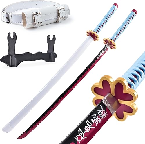 Demon Slayer Sword 41inch,with Display Stand and Belt, Rengoku SwordTanjiro SwordZenitsu SwordAnime Original Texture,for Demon Slayer Cosplay and