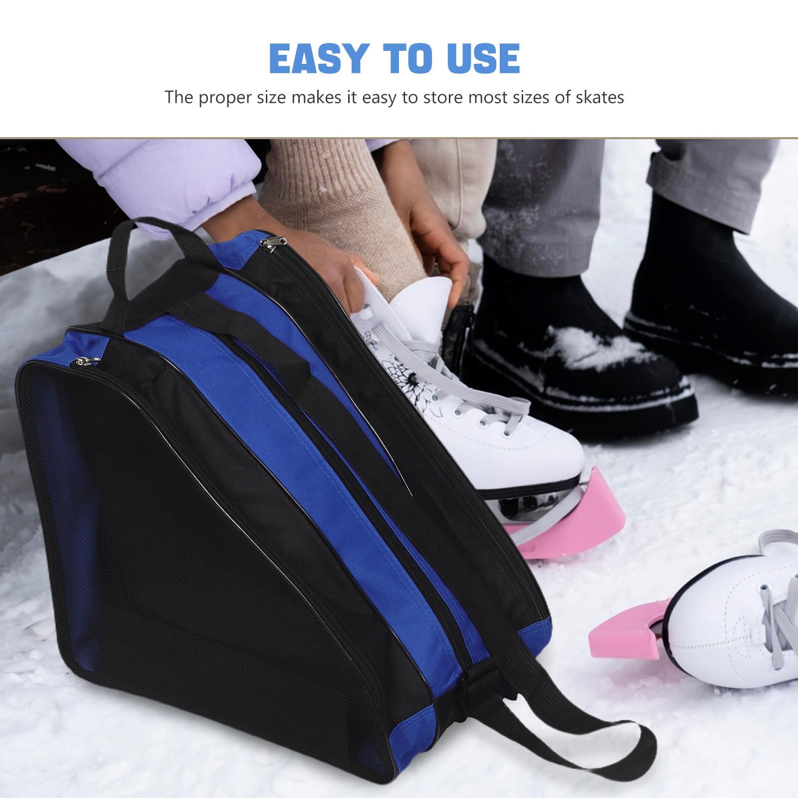 2 Piezas Bolsa para Patines de Hielo con Correa Ajustable, Tela Oxford Resistente, Compartimentos Organizados y Amplio Volumen Interno Niñas en Patinaje al Aire Libre