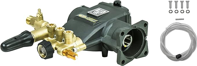 AAA 90036 Horizontal Triplex Plunger Replacement Pressure Washer Pump Kit, 3200 PSI, 2.8 GPM, 3/4" Shaft, Includes Hardware and Siphon Tube, for Industrial Gas Powered Machines, Black