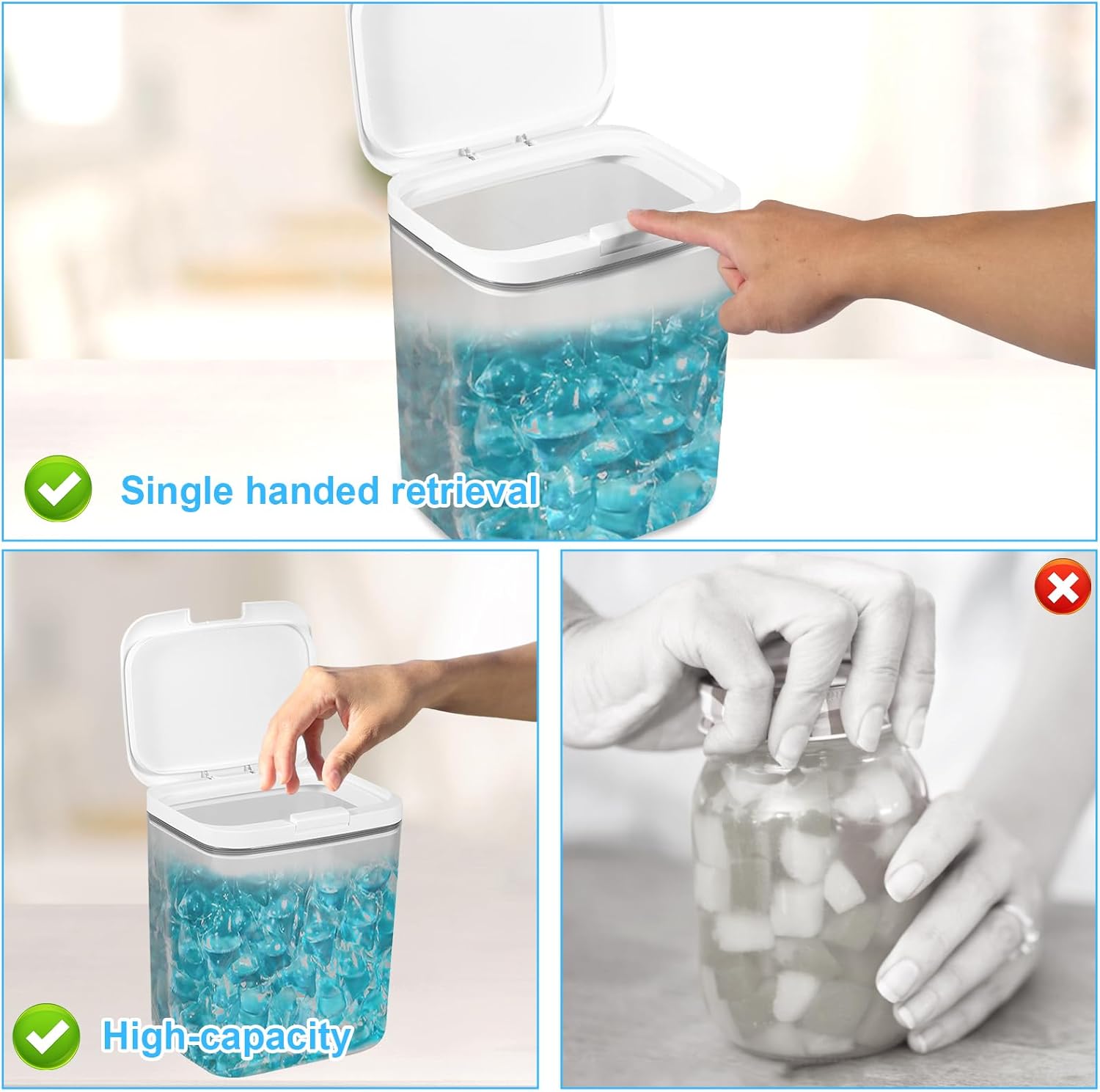 5.5L Automatic Pop Up Laundry Detergent Storage,Laundry Powder Storage Container Large with Scoop Airtight Dishwasher Powder Holder,Washing Beads Storage Sealed Laundry Pod Storage Container