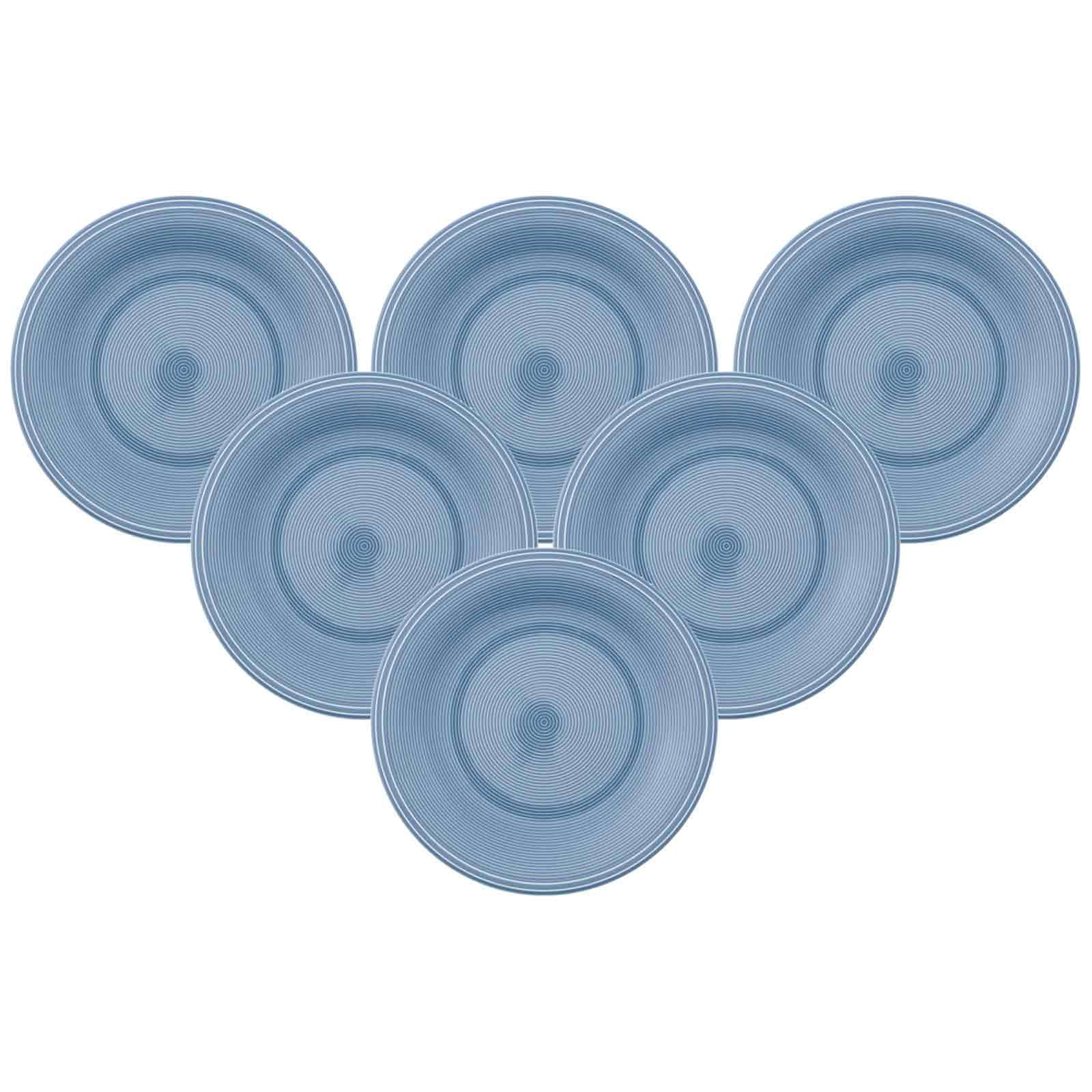 Villeroy & Boch Like. by Color Loop Horizon - Juego de platos hondos (23,1 cm de diámetro, 6 unidades, porcelana), diseño de rayas, color azul