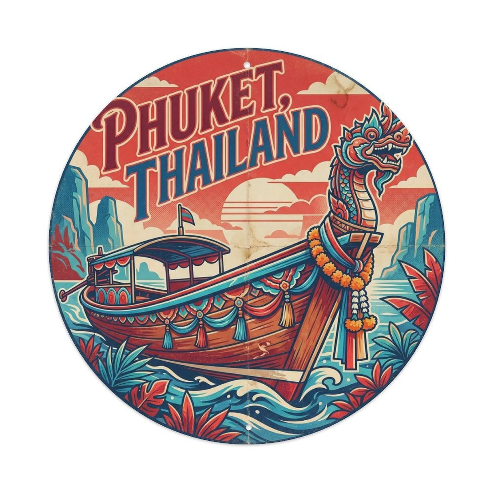 Phuket Longtail Boat Travel Water Adventure Metal Tin Sign