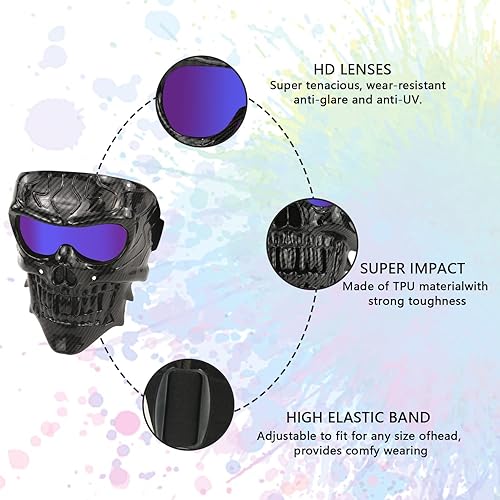 Miniatura 5 de BOROLA Máscara de cara fea a prueba de arena con lente polarizada para motocicleta Off-Road Riding Cómic Role Cos máscara