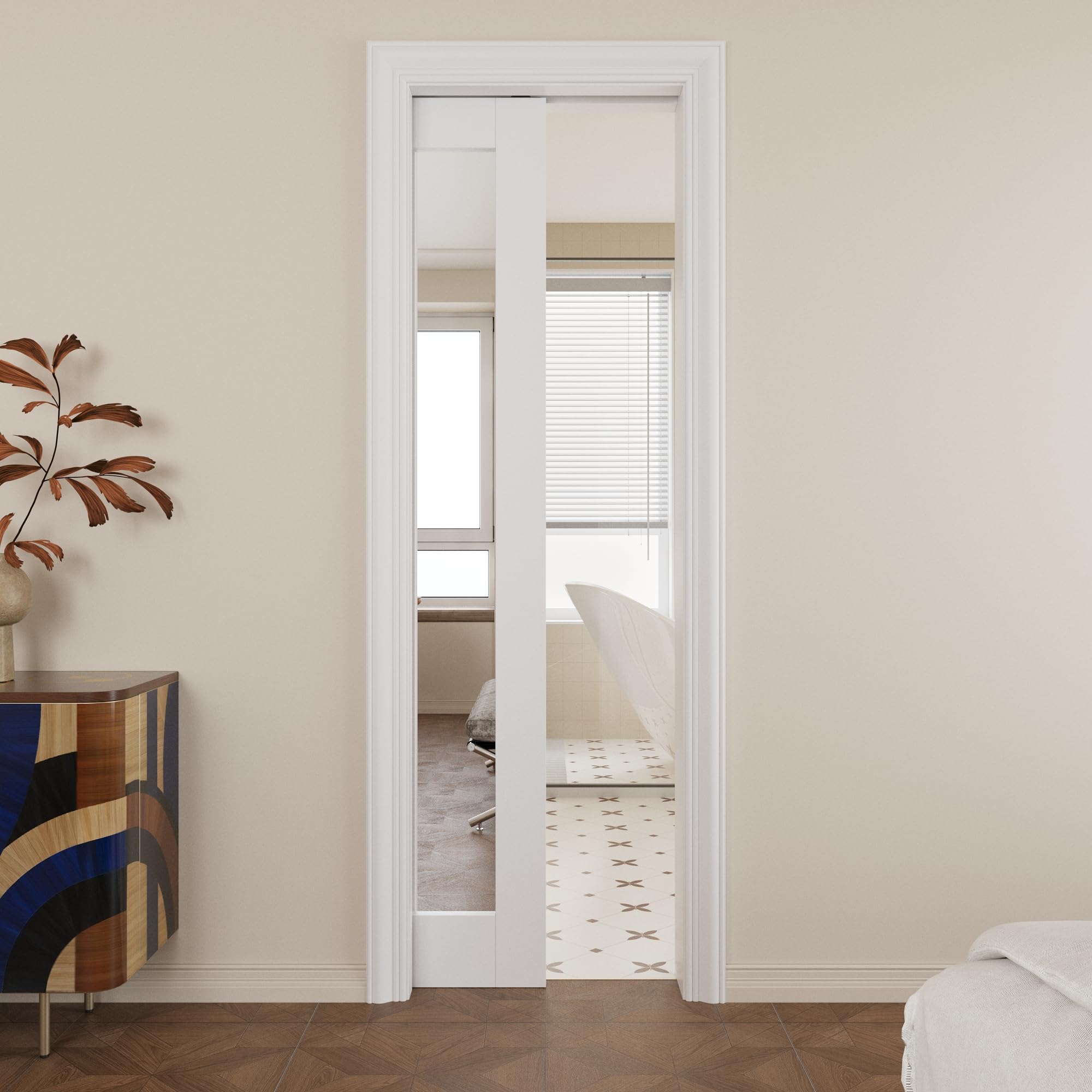 Pocket Door,1-Lite Mirror Doors,Solid Door,18x80 Sliding Door